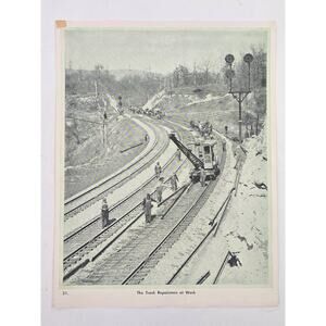 Vintage 1940s Railroad Track Repairmen Working 11x8.5 Photo Print #9